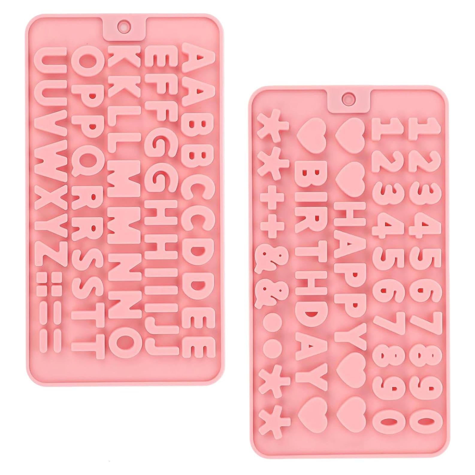 Moldes de Silicona para Chocolate TZIFQO - Letras y Números Rosa