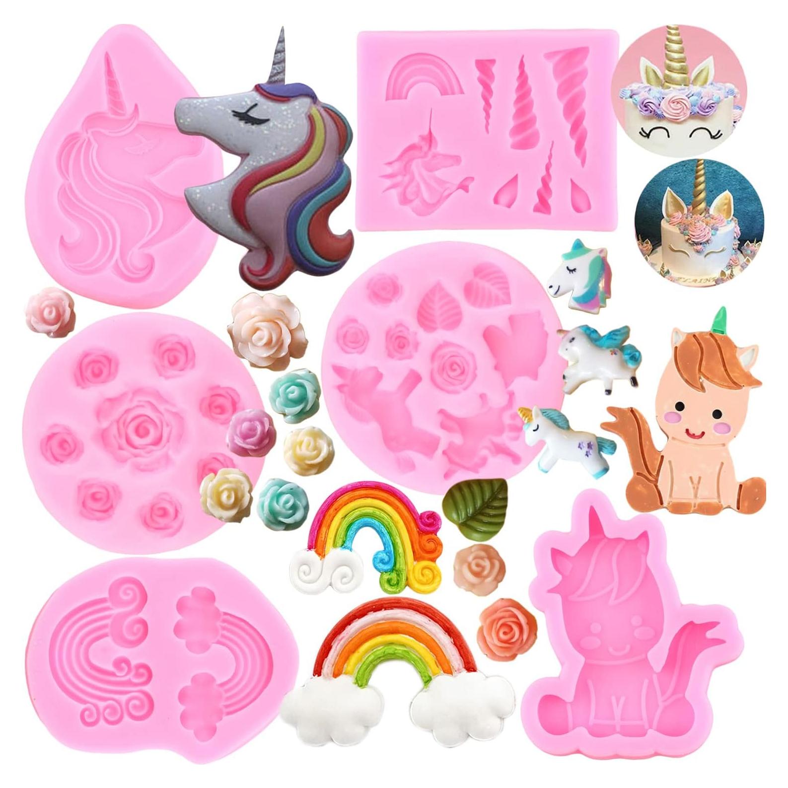 Moldes de Silicona Unicornio MIYAHOUSE - 6 Piezas Decoración Pasteles