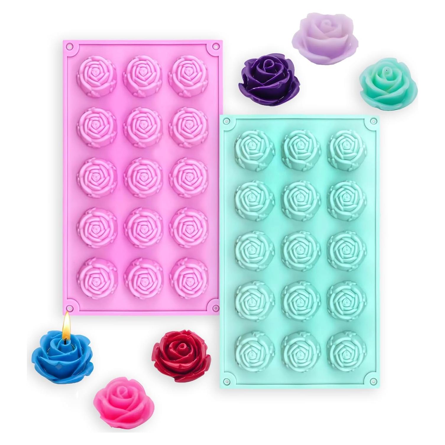 Molde de Silicona Rosa 3D MEMOVAN - 15 Cavidades para Jabón y Pasteles