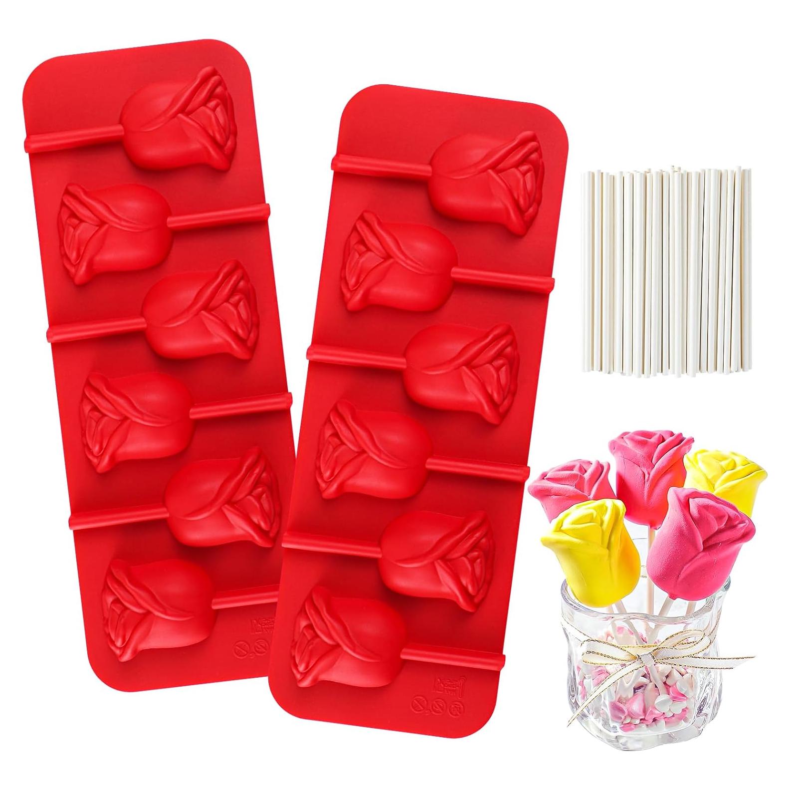 Molde de Silicona para Lollipop Rosa Webake - 12 Huecos