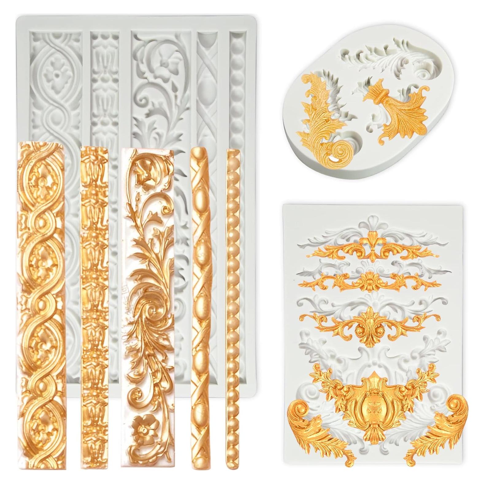 3 Moldes de Silicona Barrocos Grosun para Pasteles y Cupcakes