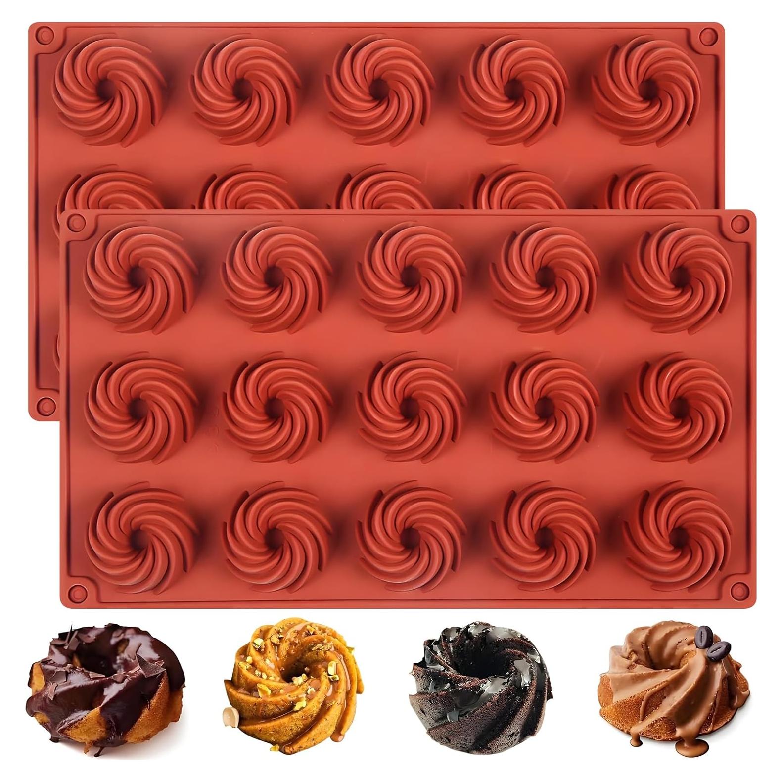 Molde de Silicona para Donuts Espiral Fchil 15 Cavidades 29.2x16.8cm