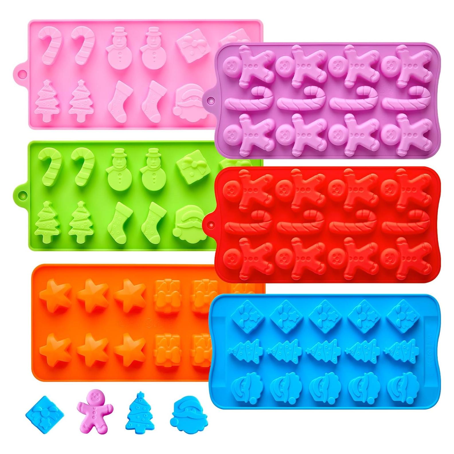 Set de 6 Moldes de Silicona Navideños CLUEWR - Santa, Árbol, Jengibre