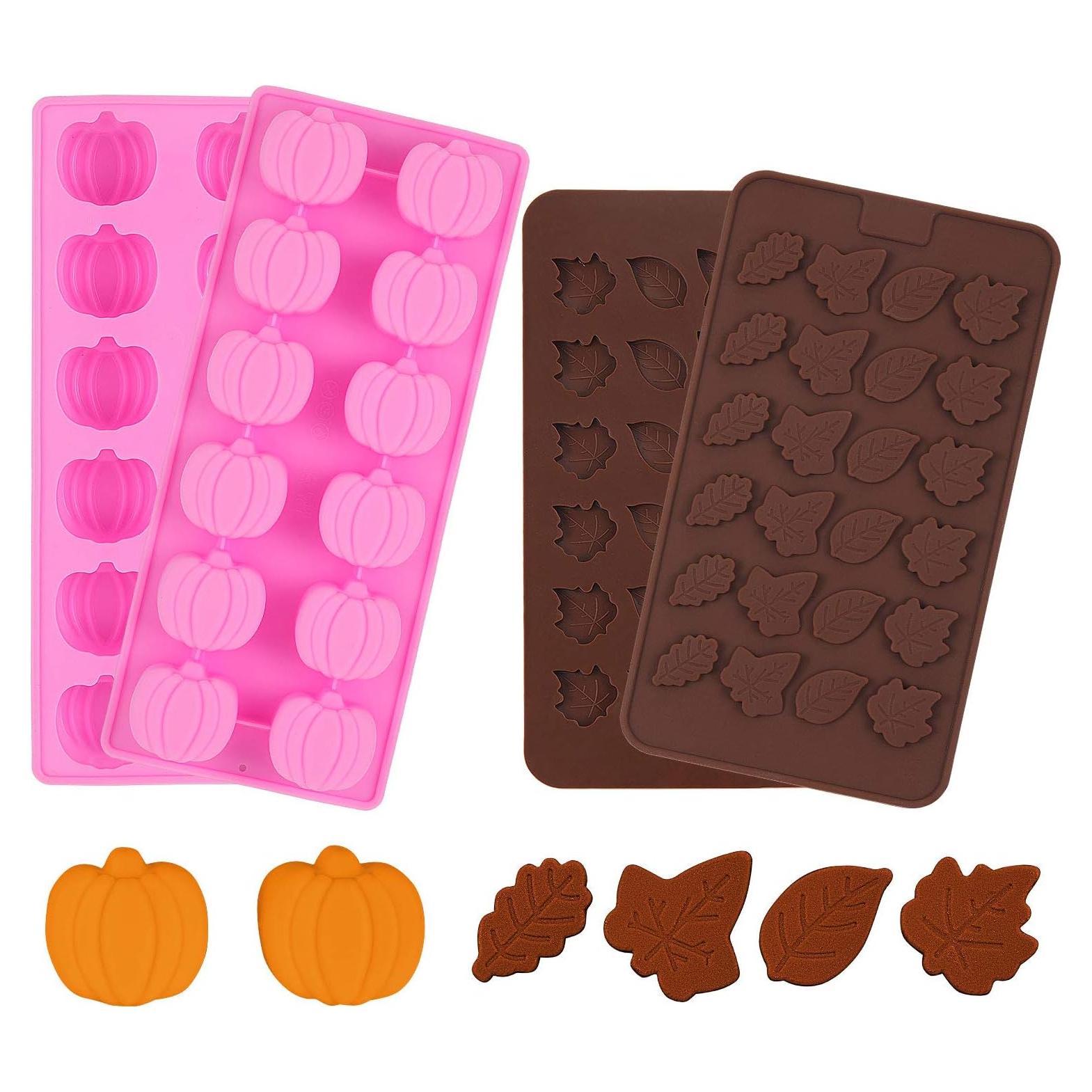 Moldes de Silicona Patelai 3D Calabaza y Hoja 4 Piezas