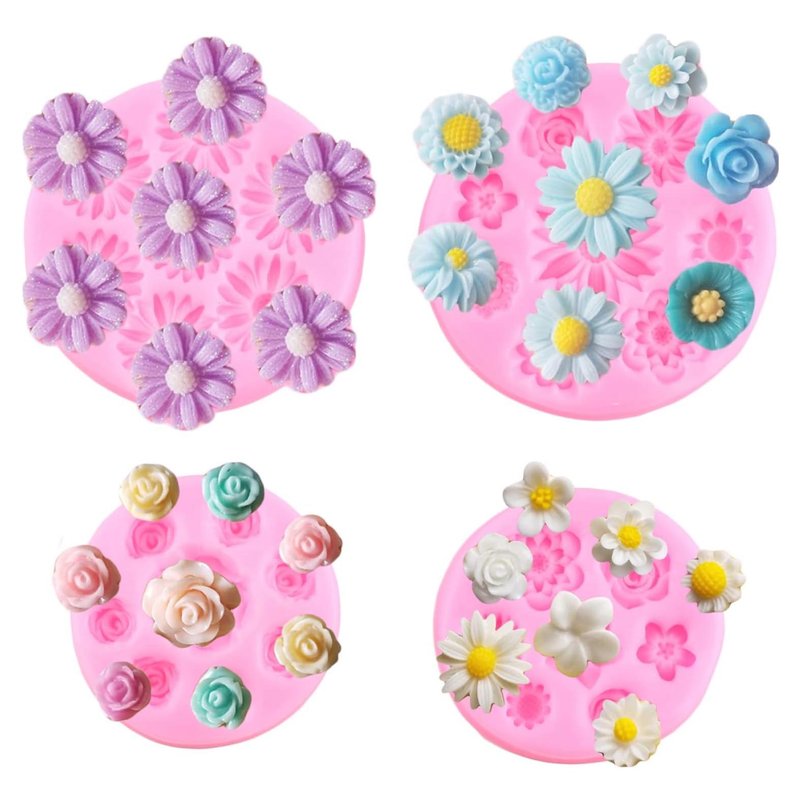 Set de 4 Moldes de Silicona para Decoración de Pasteles Mujiang