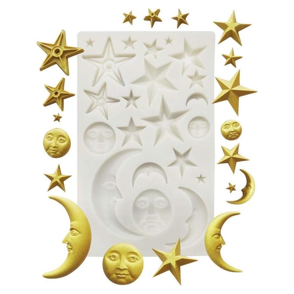 Molde de Silicona para Pasteles Fewo - Cara del Sol y Estrellas