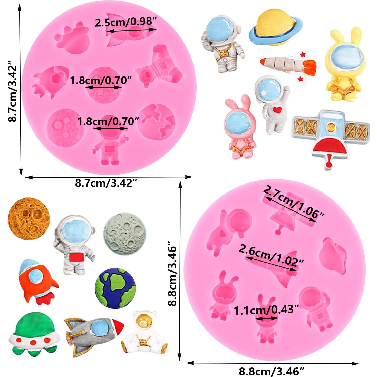 Moldes de Fondant de Silicona Mujiang Astronauta y Cohete Set de 2