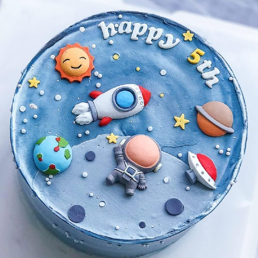 Moldes de Fondant de Silicona Mujiang Astronauta y Cohete Set de 2