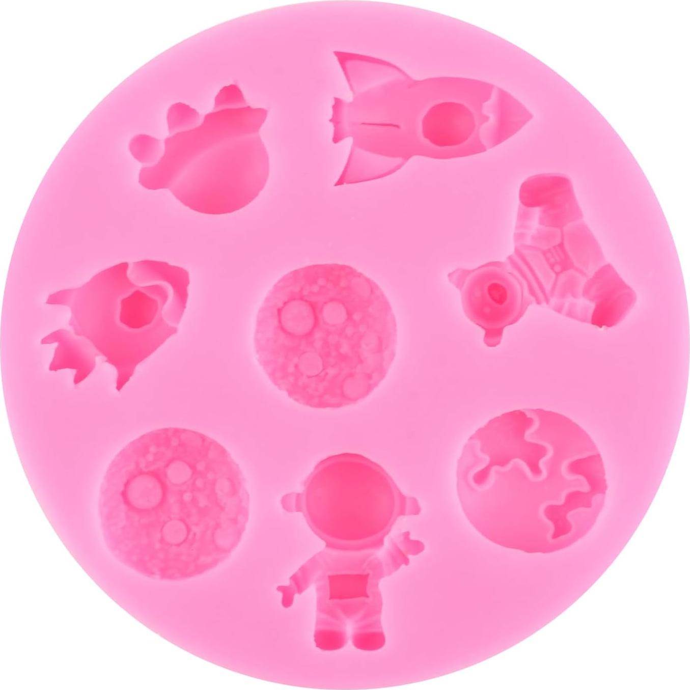 Moldes de Fondant de Silicona Mujiang Astronauta y Cohete Set de 2