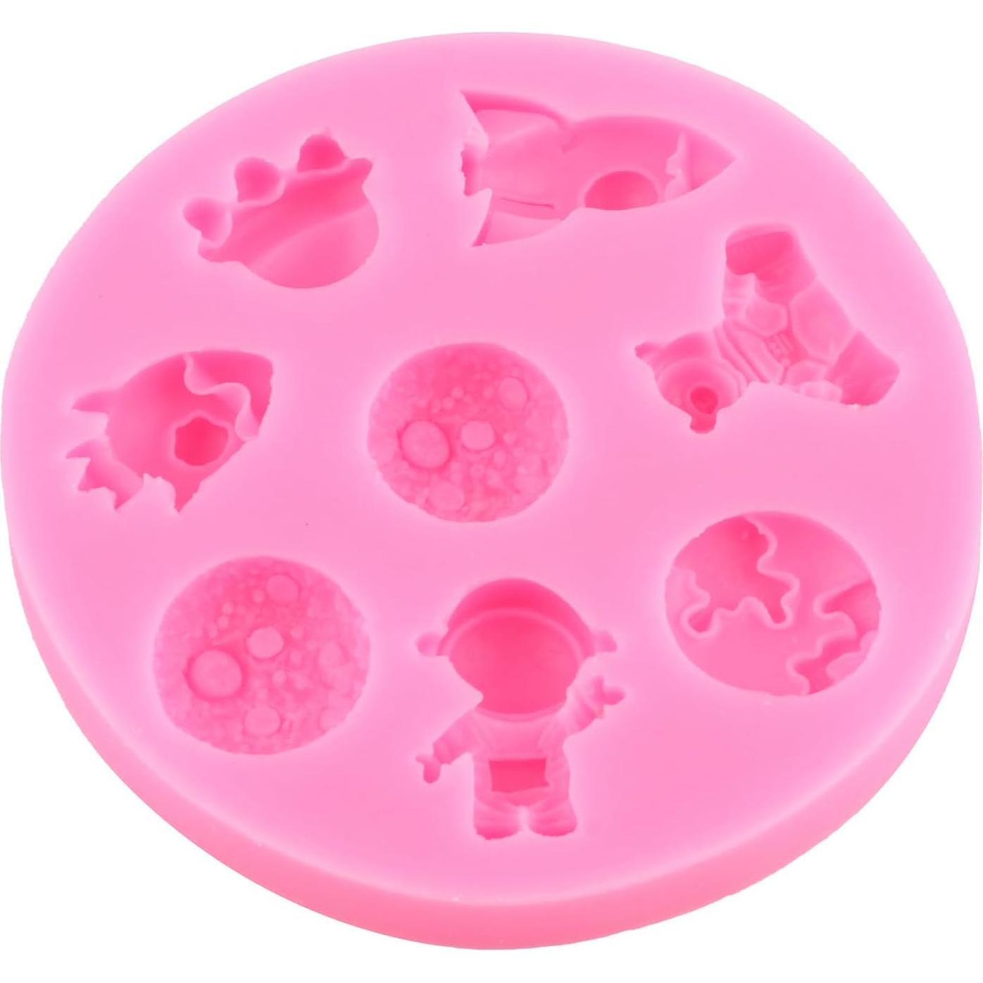 Moldes de Fondant de Silicona Mujiang Astronauta y Cohete Set de 2