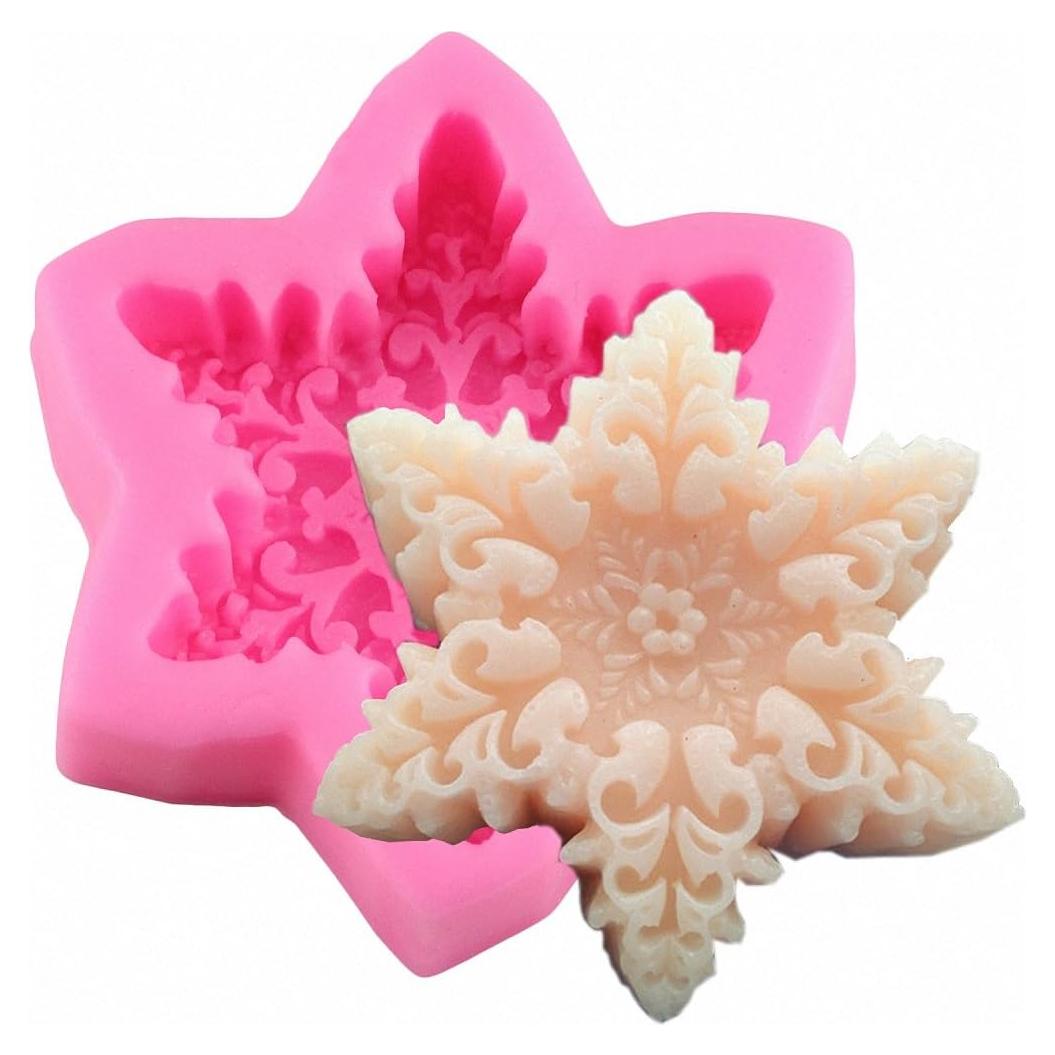 Molde de Silicona Copo de Nieve Rosa MoldFun 11x9 cm
