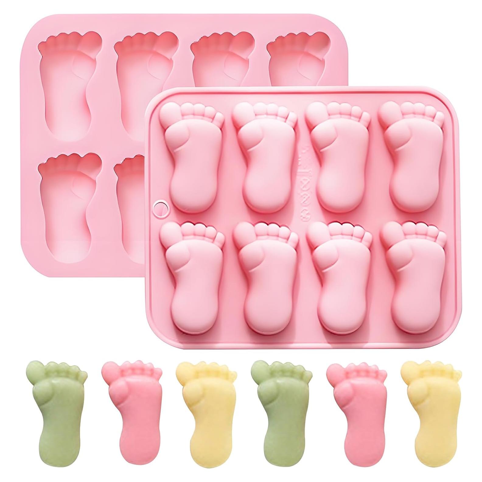 Molde de Silicona Rosa para Huellas de Bebé Fchil - 8 Cavidades