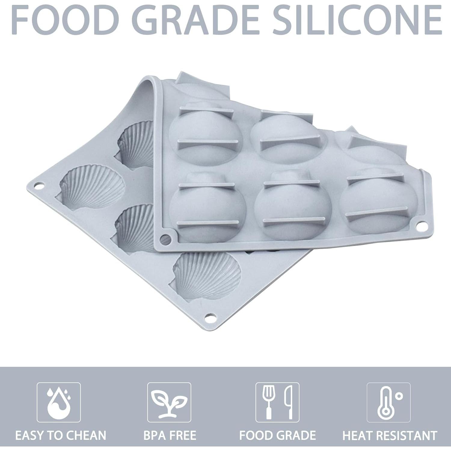 Molde de Silicona Fchil en Forma de Concha 15 Cavidades 29.7x19.6cm