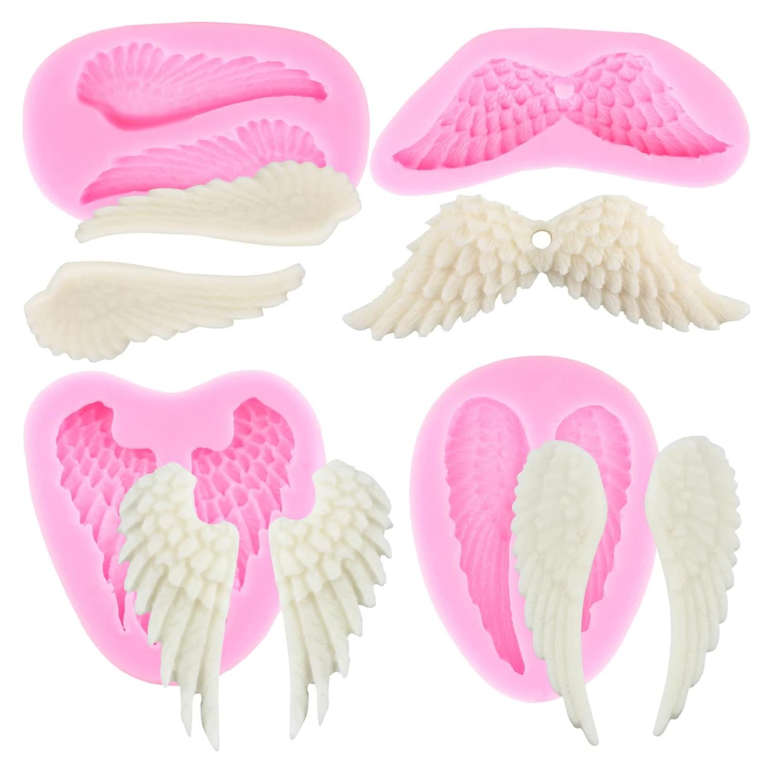 Moldes de Silicona Mujiang Alas de Ángel Set de 4 para Pasteles
