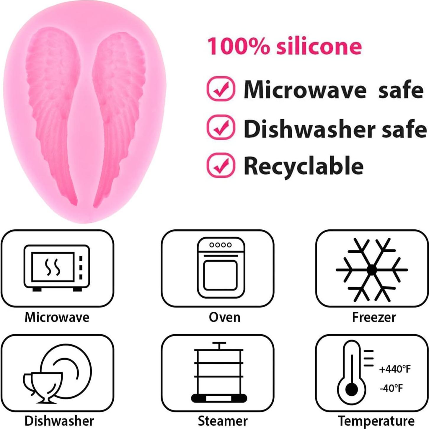 Moldes de Silicona Mujiang Alas de Ángel Set de 4 para Pasteles