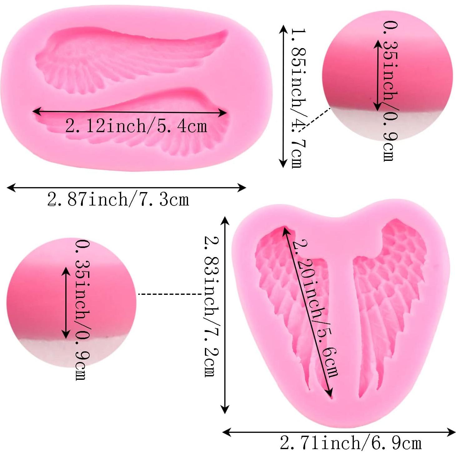 Moldes de Silicona Mujiang Alas de Ángel Set de 4 para Pasteles