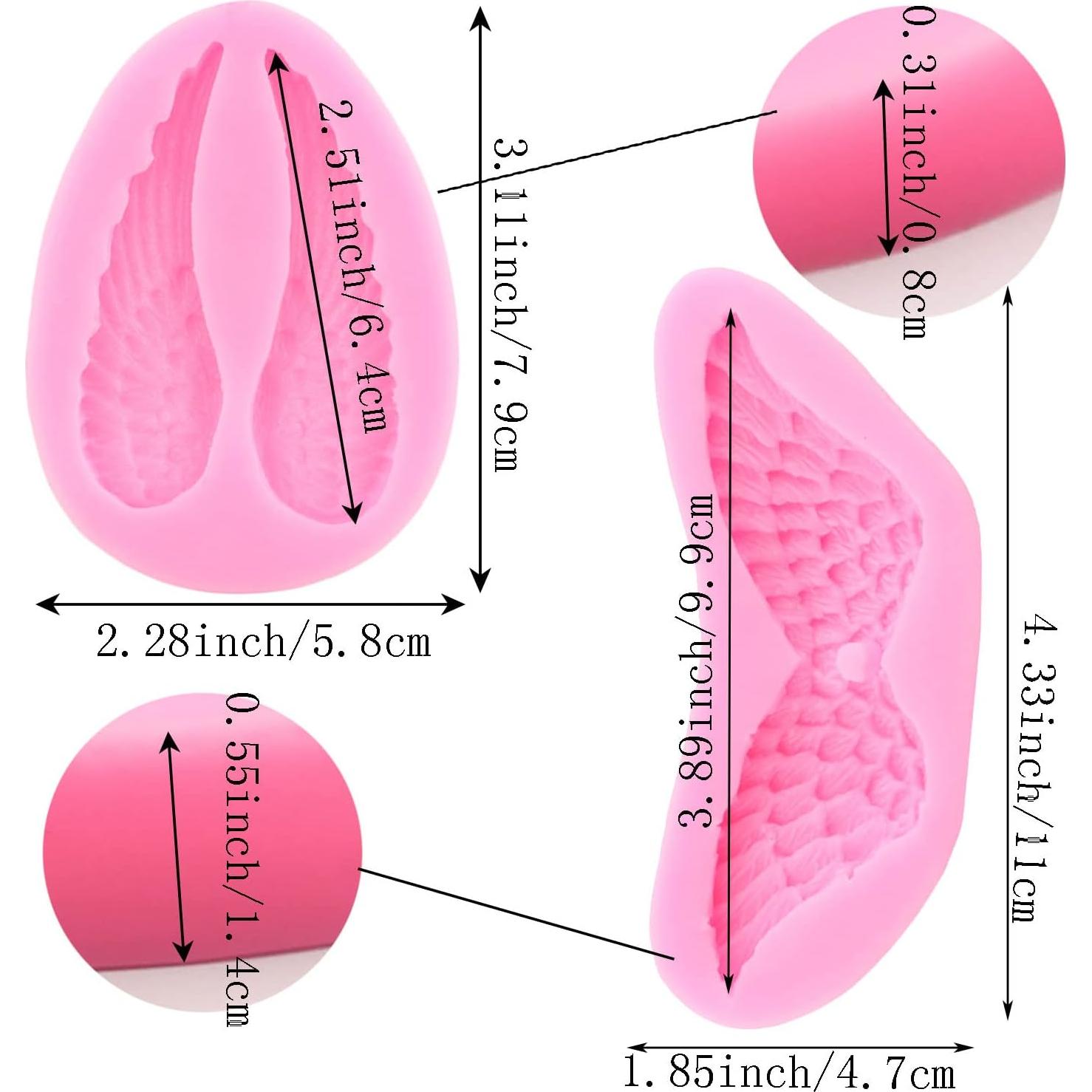 Moldes de Silicona Mujiang Alas de Ángel Set de 4 para Pasteles