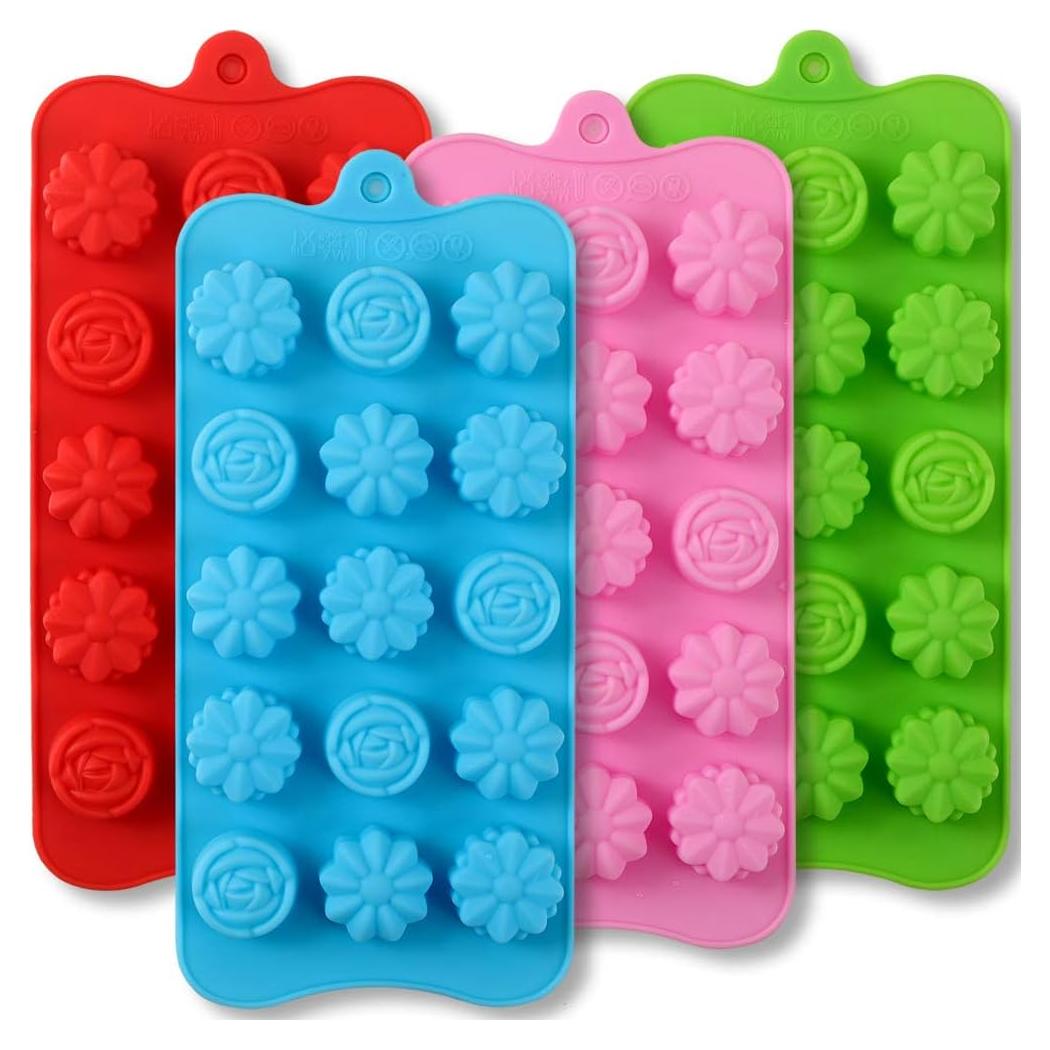 Moldes de Silicona en Forma de Flor Newk - 4 Paquetes de 15 Cavidades