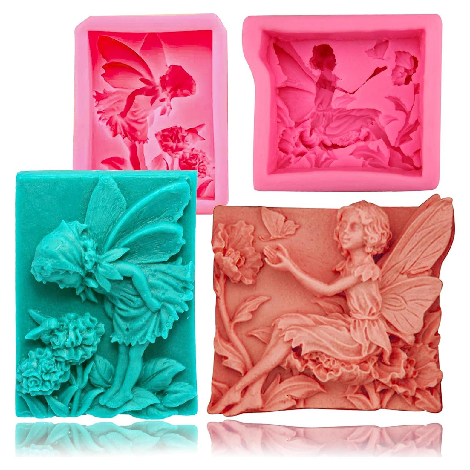 Moldes de Silicona Wehous 2PCS Flor de Hada 3D para Jabón