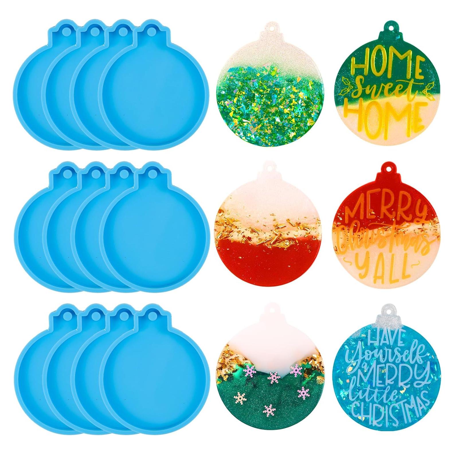 12 Moldes de Silicona Vellibring para Resina Navideña Azul