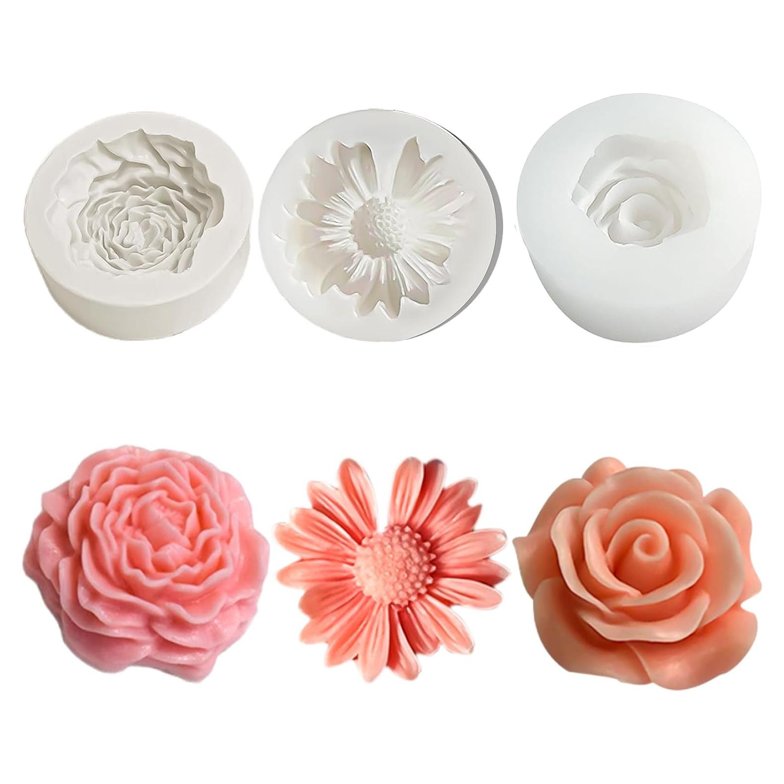 Juego de 3 Moldes de Silicona para Velas ZPARNO - Flores