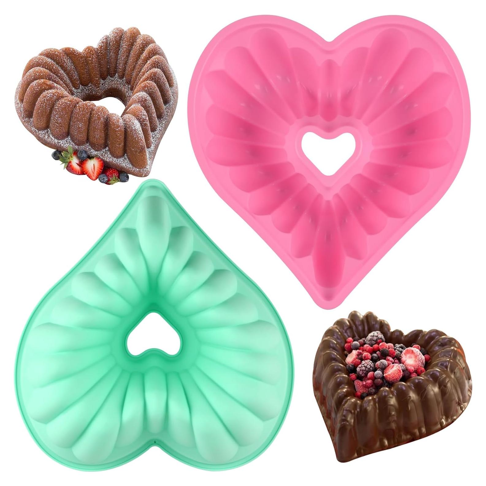 Moldes para Pastel en Forma de Corazón HUAKENER 24.1x21cm 2 Piezas