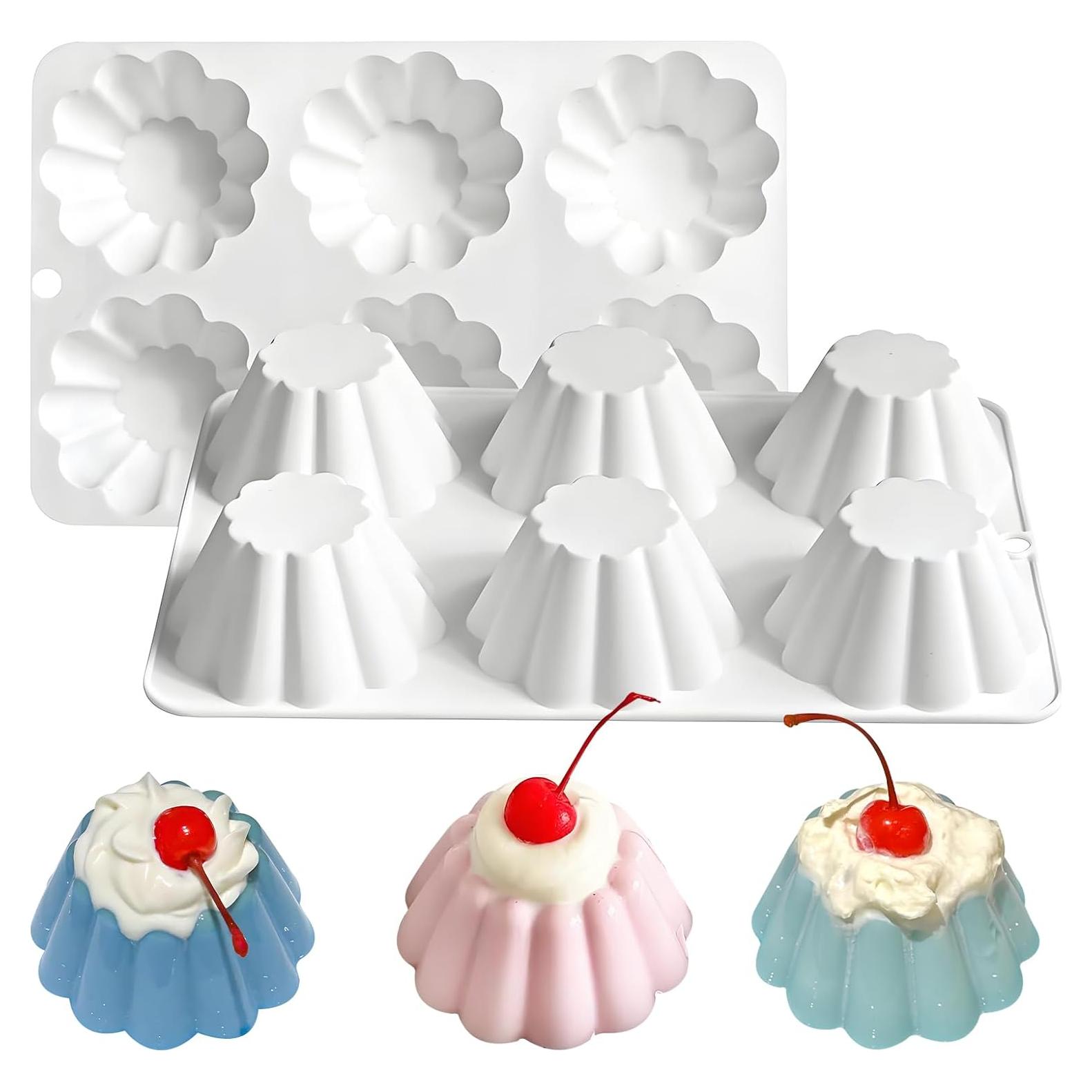 Molde de Silicona Fchil para Pudding 6 Cavidades Blanco