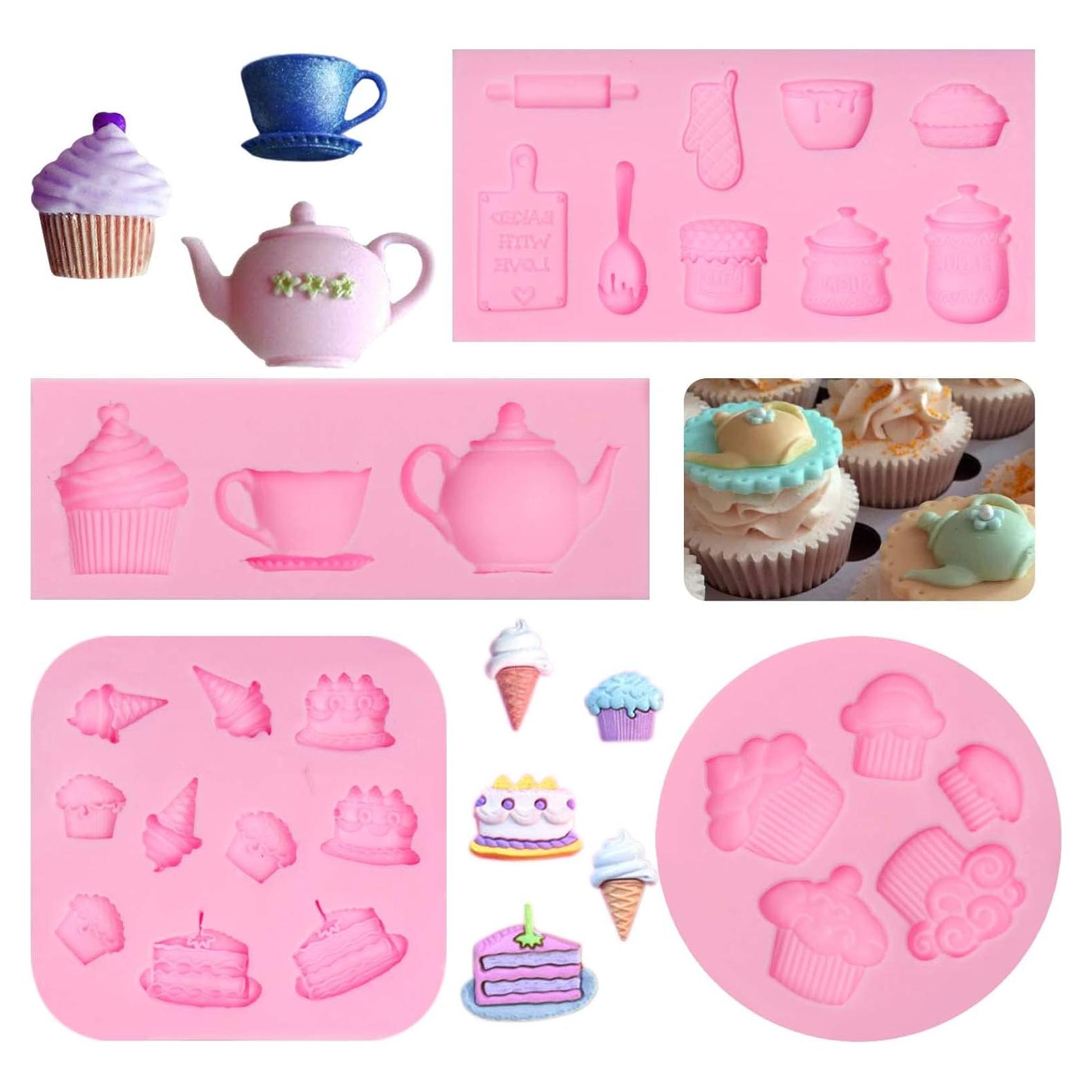 Molde de Fondant de Silicona Muyulin para Cupcakes - 4 Piezas