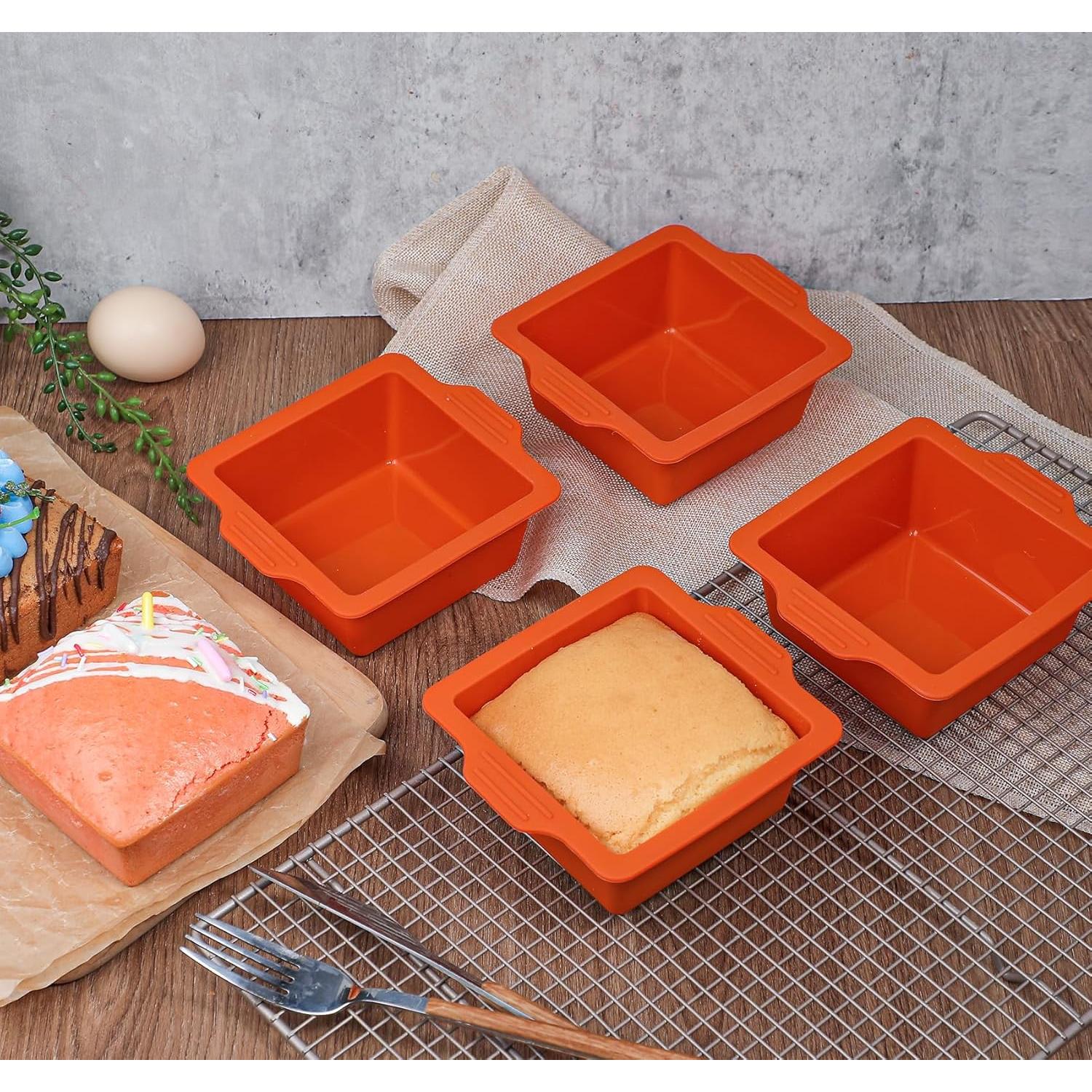 Moldes de Silicona Cuadrados Webake 4" Antiadherentes Set de 4