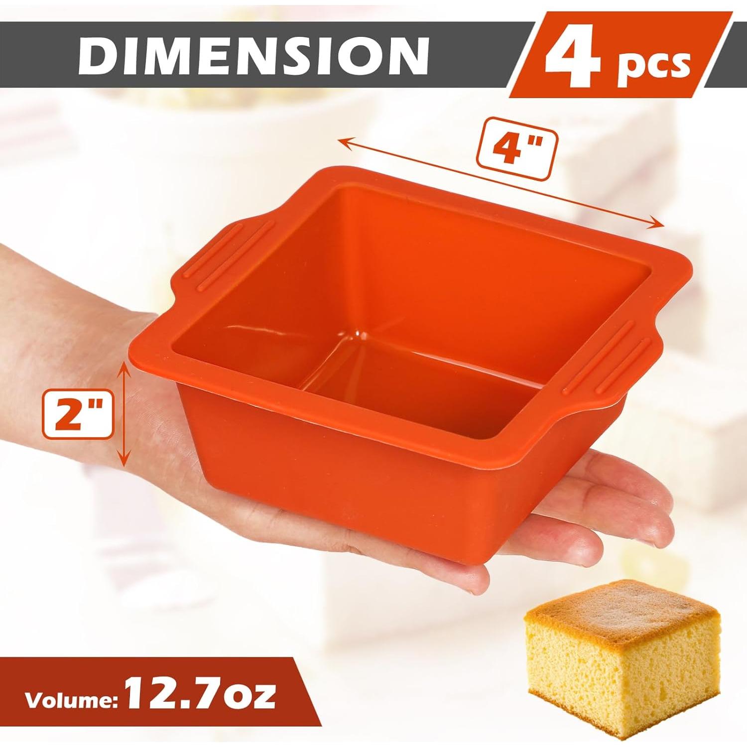Moldes de Silicona Cuadrados Webake 4" Antiadherentes Set de 4