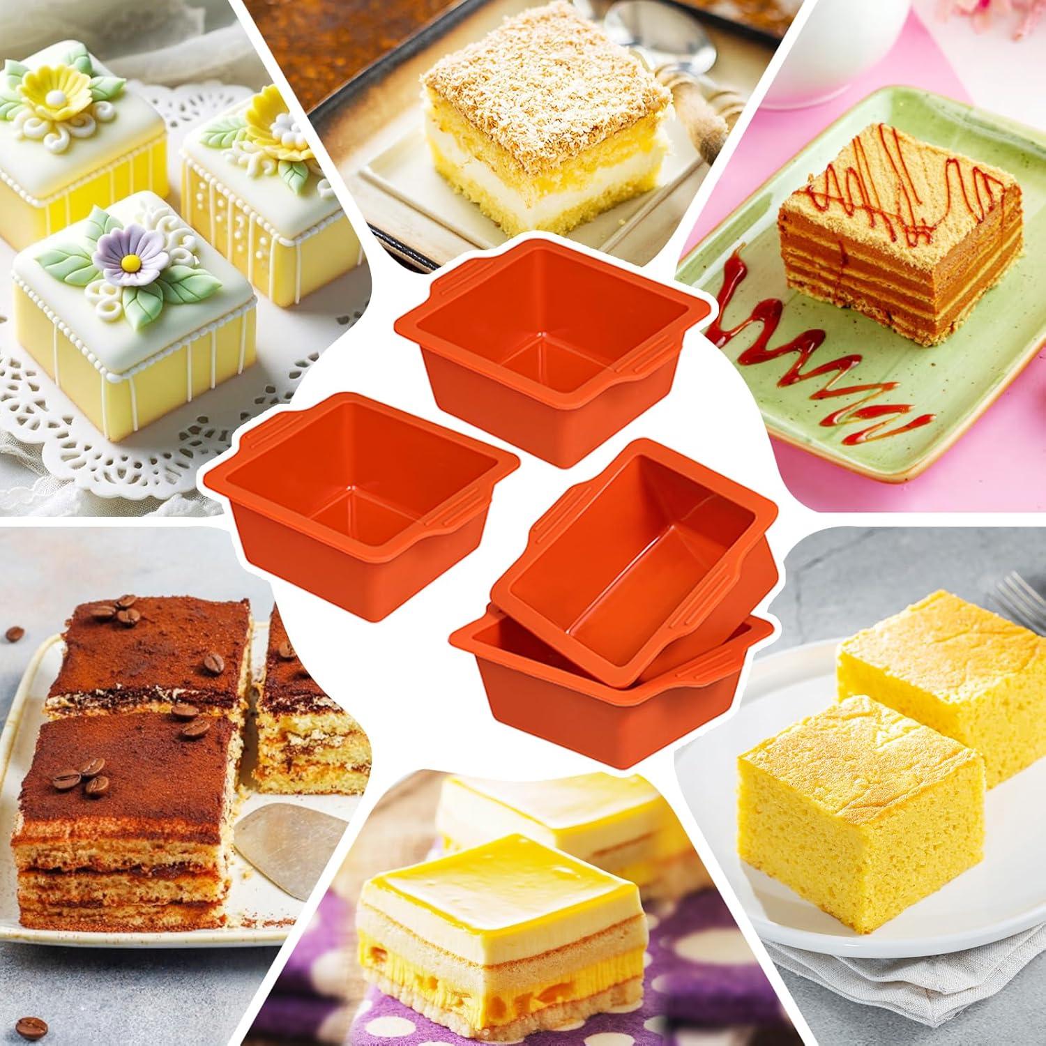 Moldes de Silicona Cuadrados Webake 4" Antiadherentes Set de 4