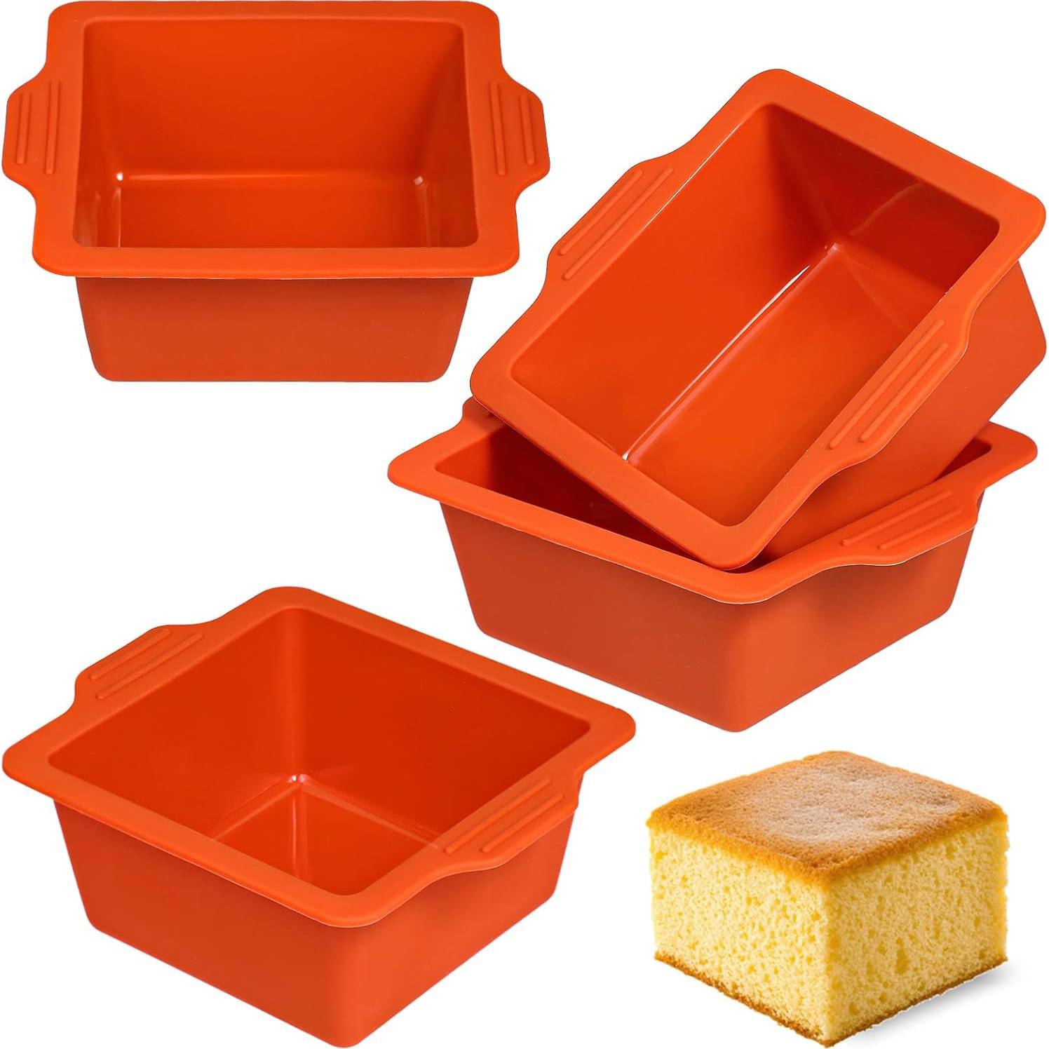 Moldes de Silicona Cuadrados Webake 4" Antiadherentes Set de 4