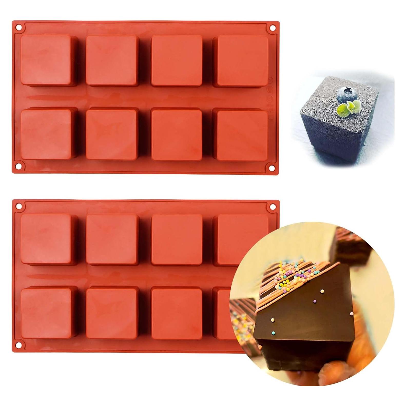 Moldes de Silicona Cuadrados Muyulin, 2 Piezas 8 Cavidades