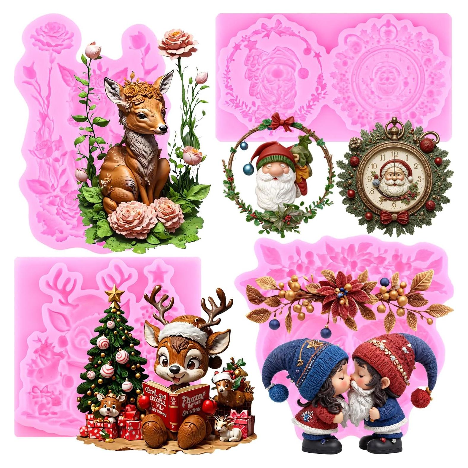 Molde de Silicona de Navidad Mujiang - 4 Piezas Fondant