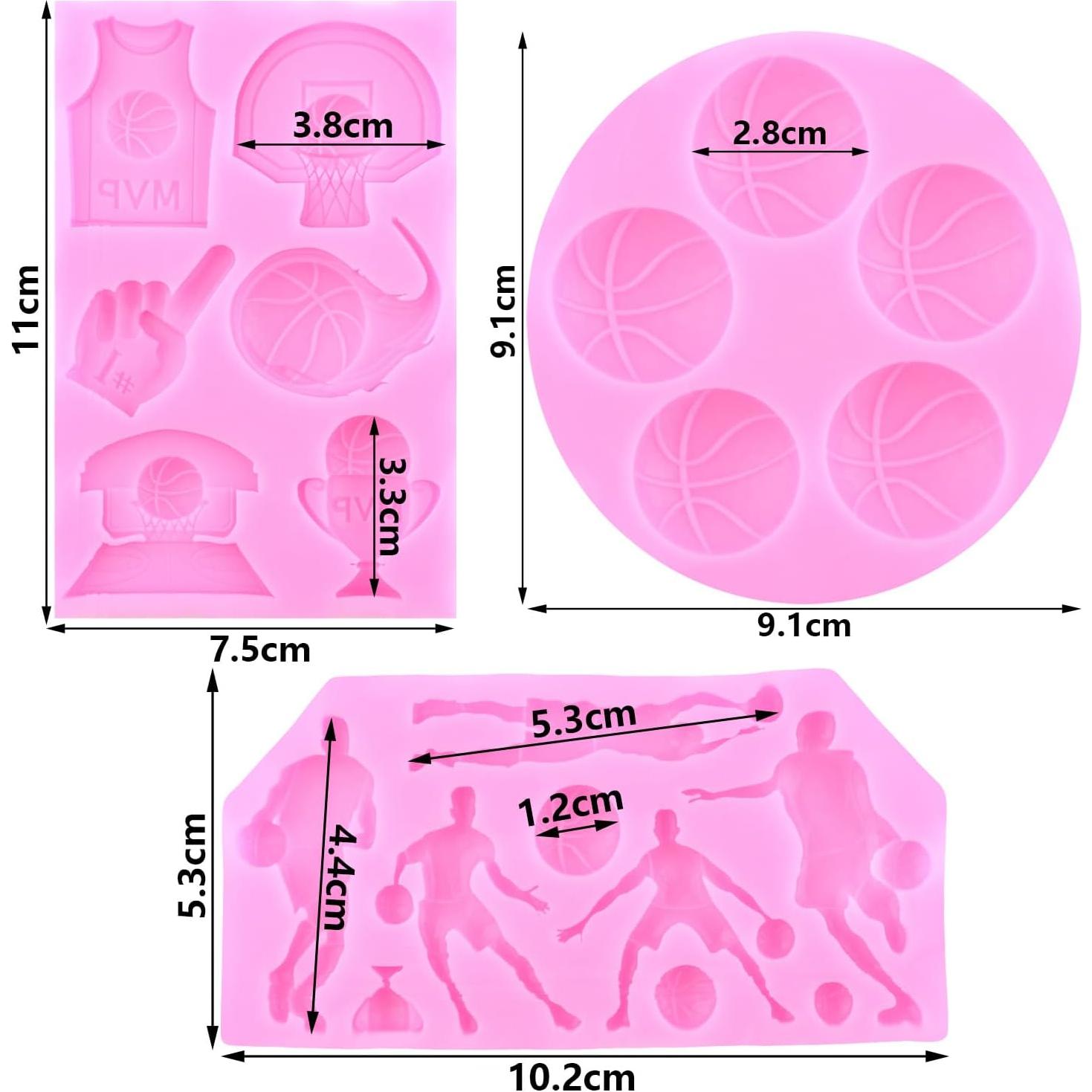 Moldes de Silicona para Fondant Baloncesto Mujiang Set de 3