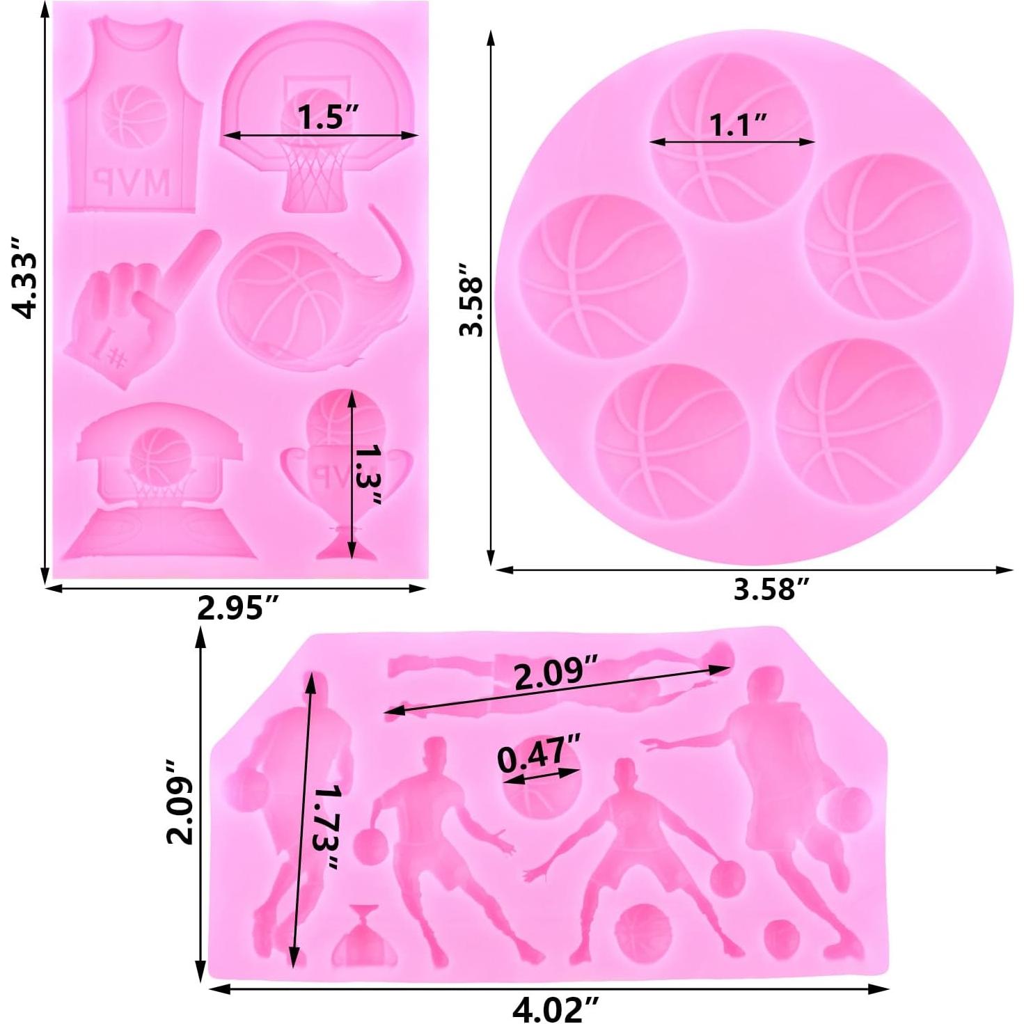 Moldes de Silicona para Fondant Baloncesto Mujiang Set de 3
