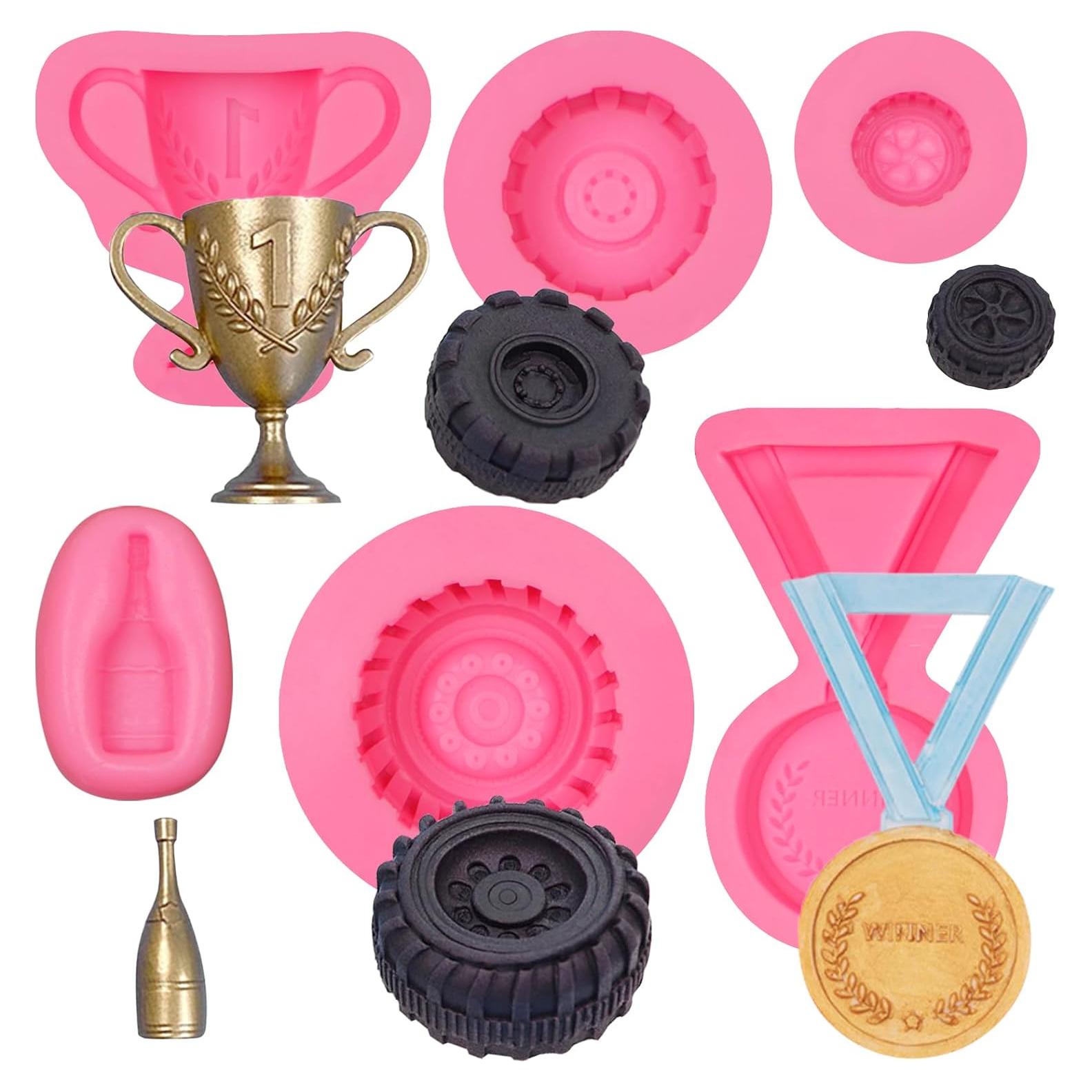 Moldes de Silicona para Pasteles de Coche de Carreras 6 Pcs