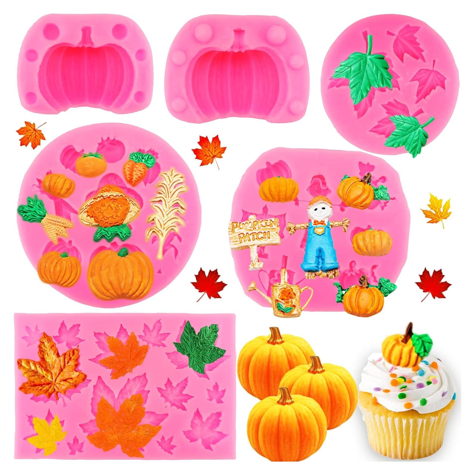 Kit de Moldes de Silicona JJzxwish 6Pcs Otoño Halloween