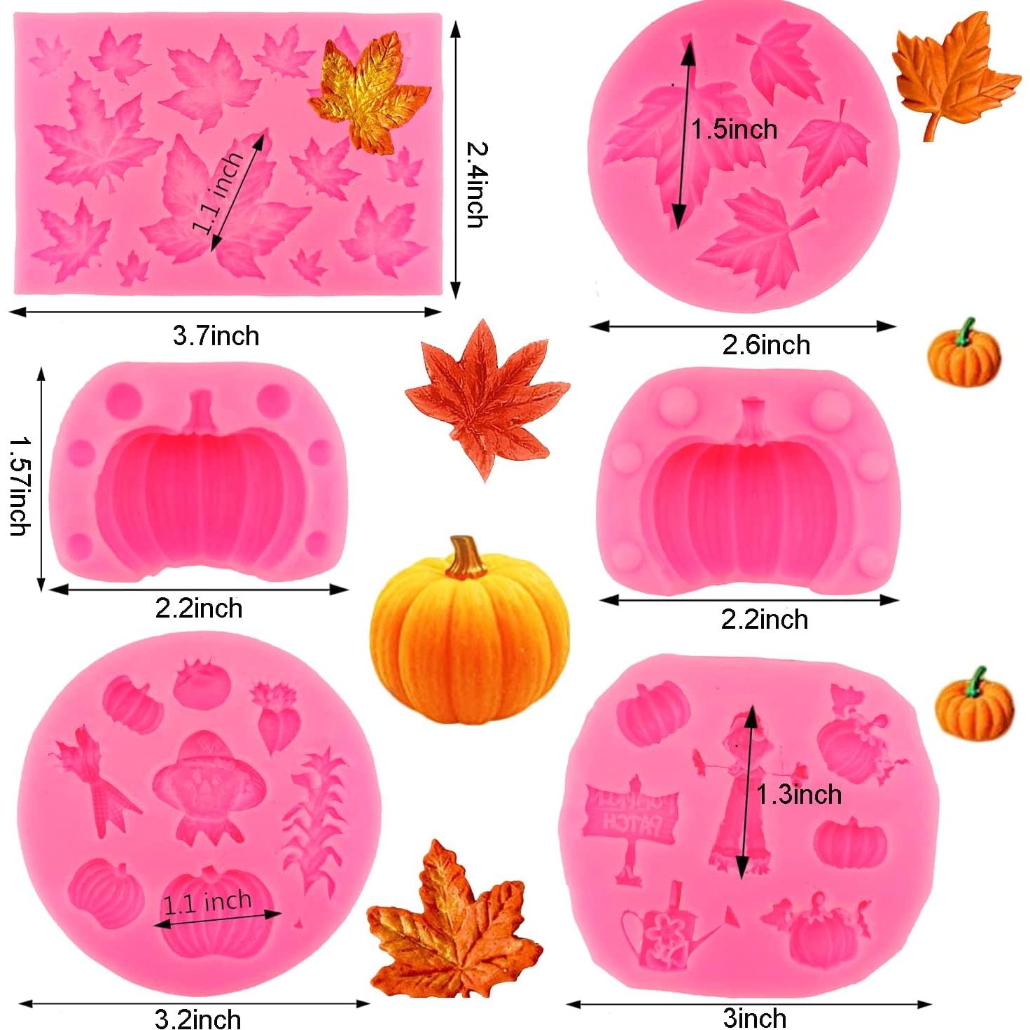 Kit de Moldes de Silicona JJzxwish 6Pcs Otoño Halloween