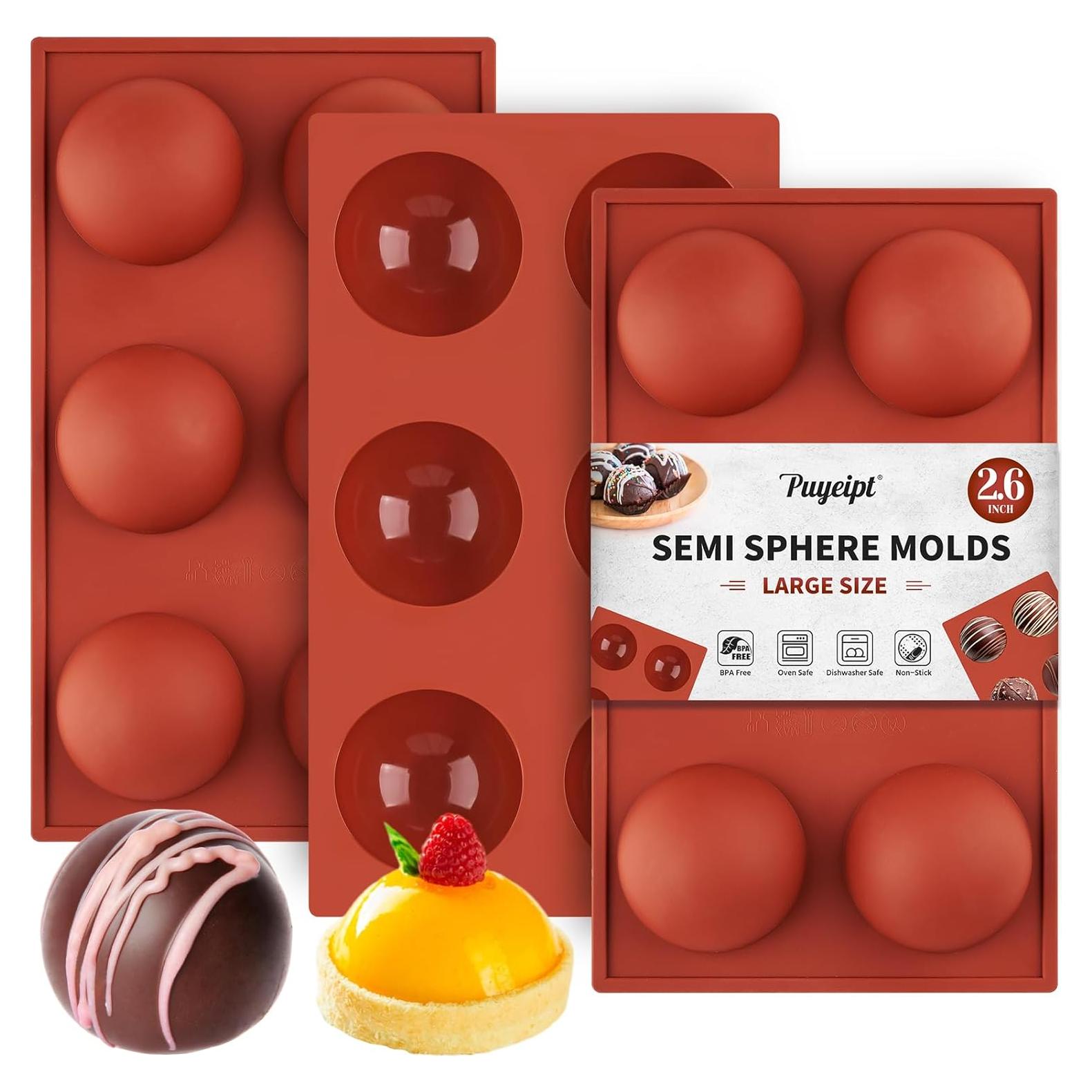 Molde de Silicona Semi Esférico Puyeipt 3 Piezas 6 Cavidades