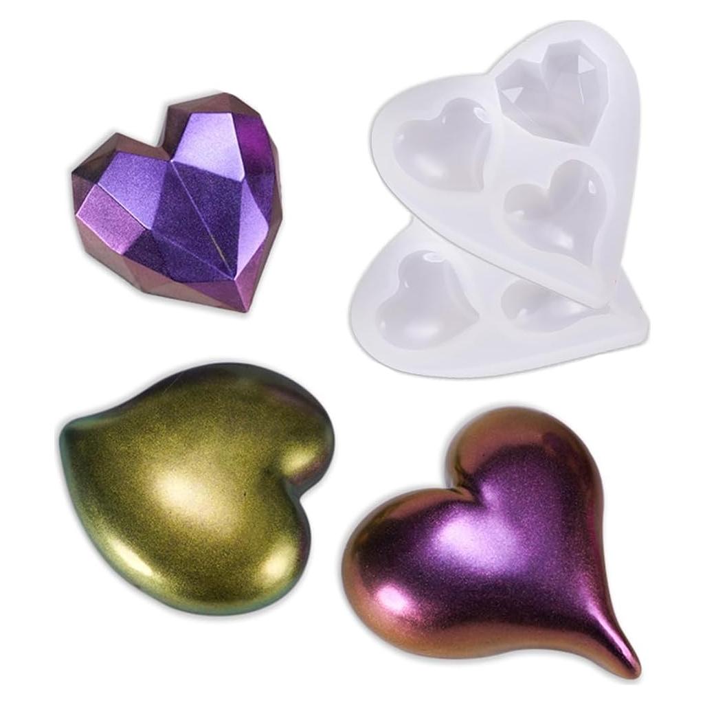 Moldes de Silicona para Resina Corazón SWUAVD 2 Pcs 12.76 cm