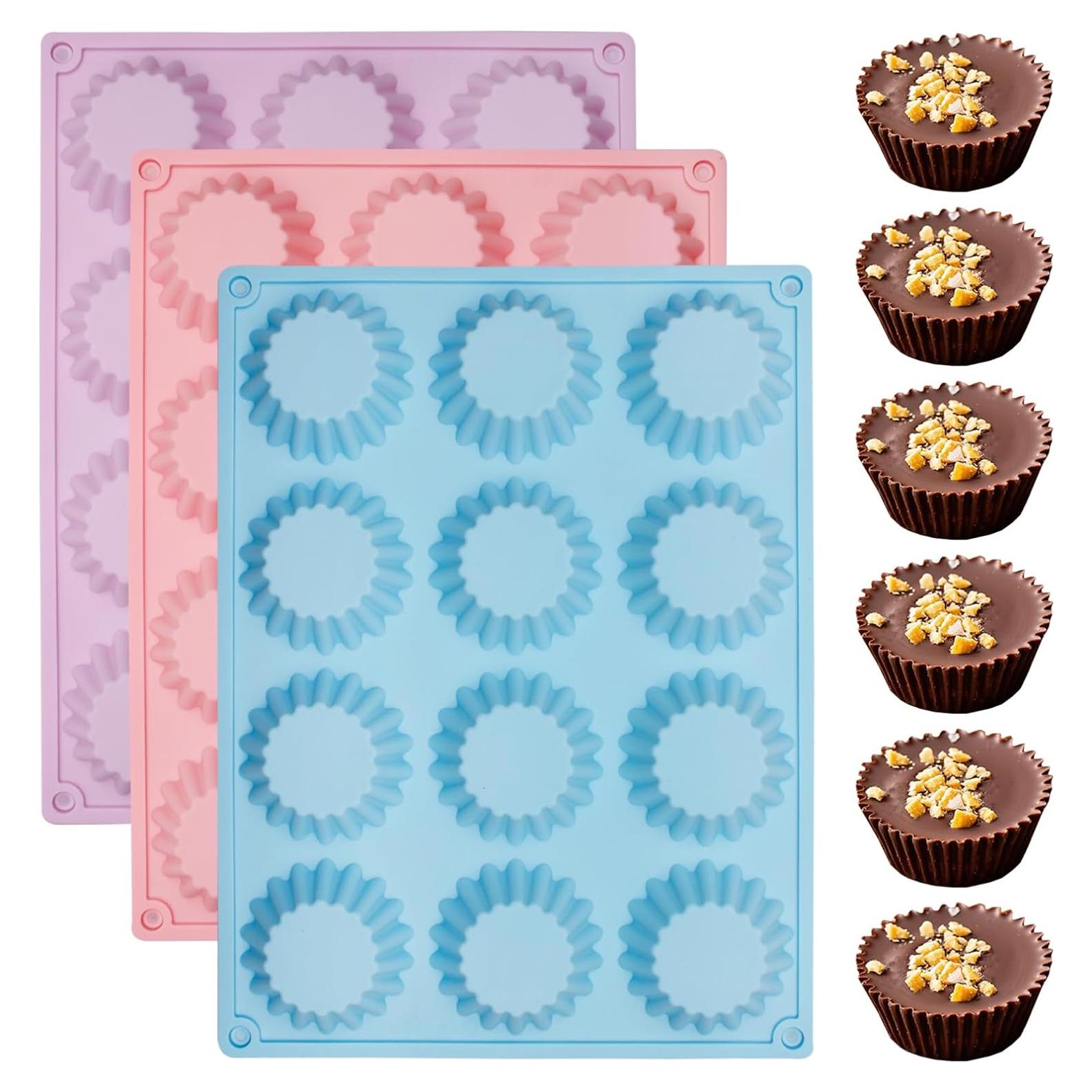 Moldes de Silicona Fchil para Tazas de Mantequilla de Maní - 3 Piezas