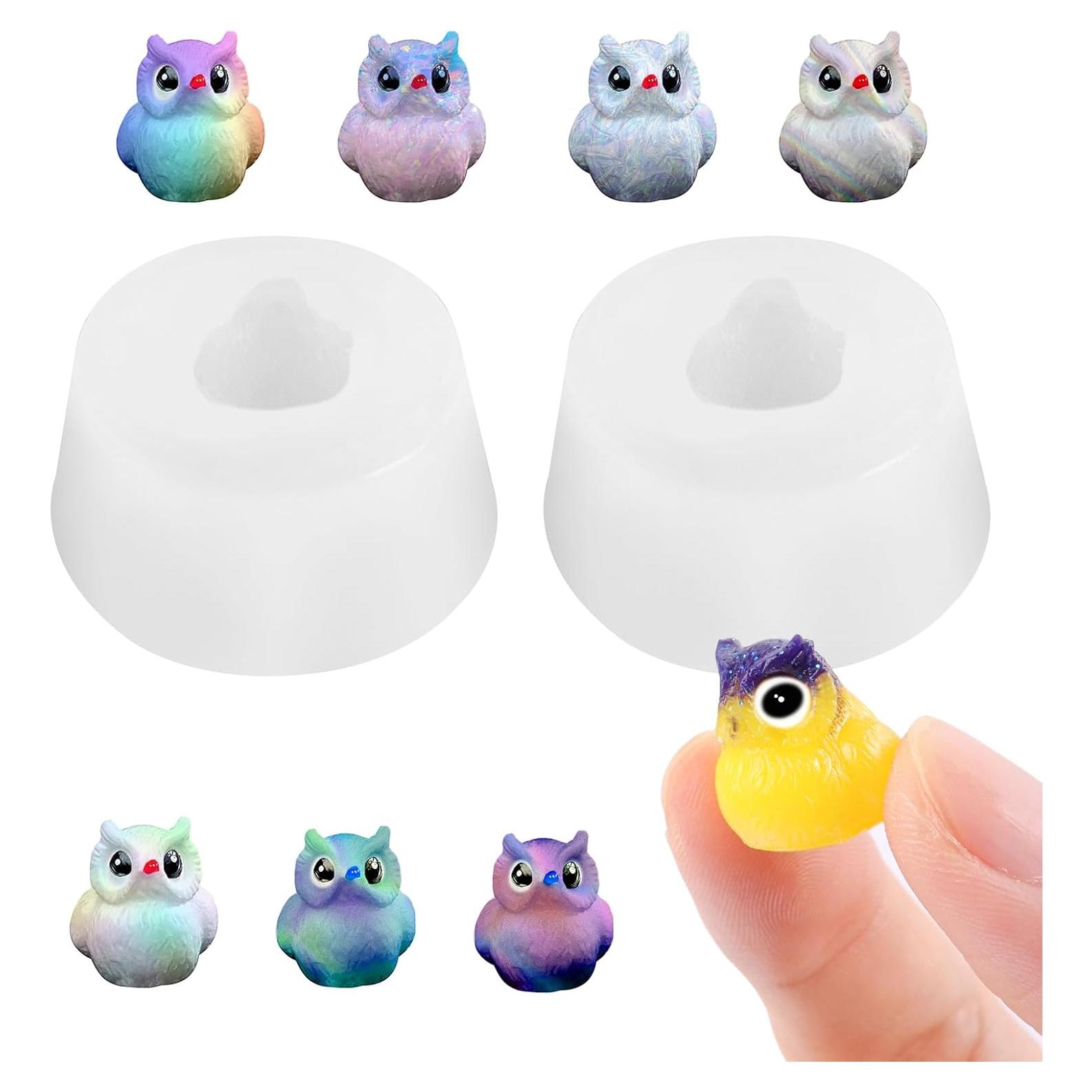 Paquete de 2 Moldes de Resina Klfoho Búho Mini 3D Silicona