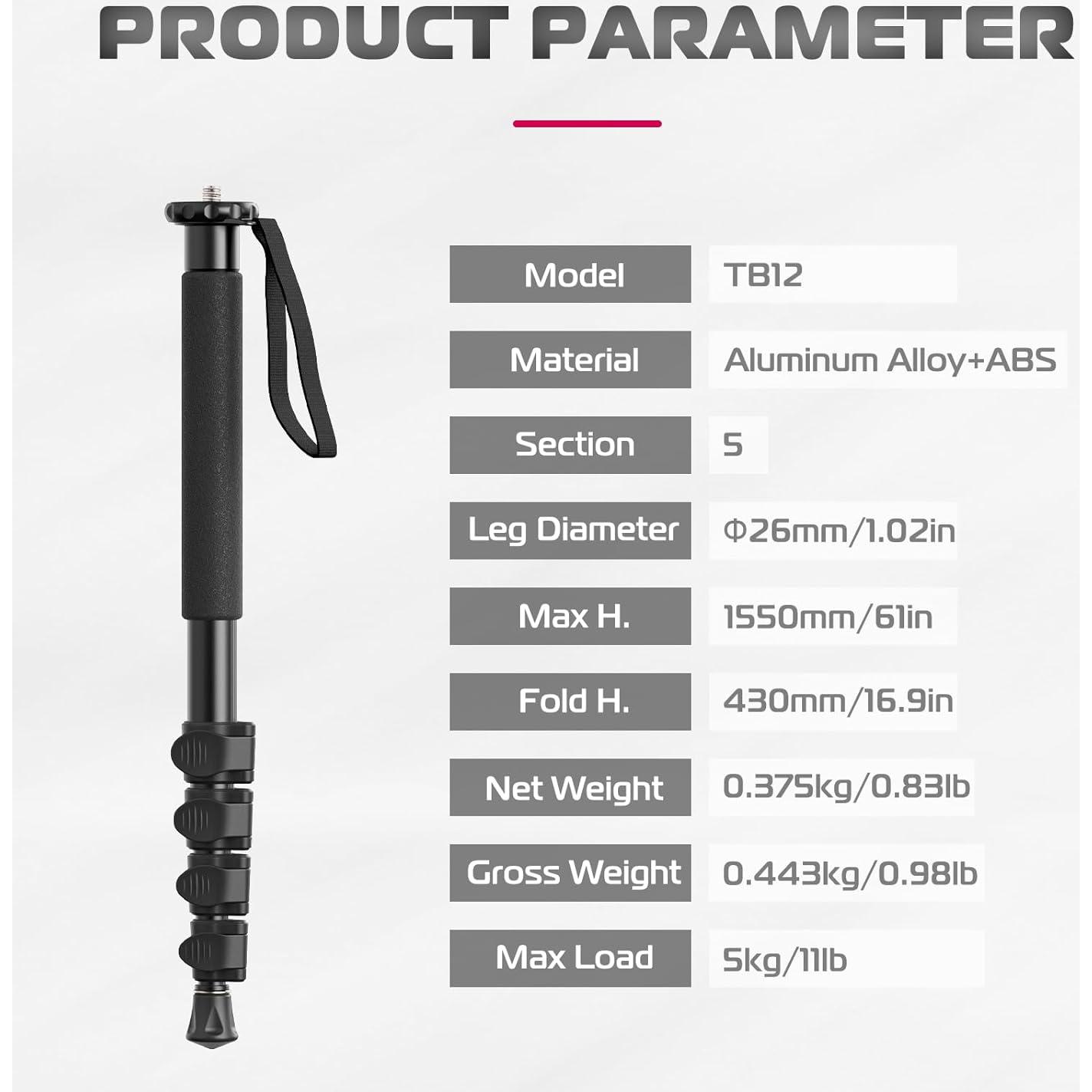 Monopod de Cámara Ulanzi TB12 155cm Aluminio Portátil