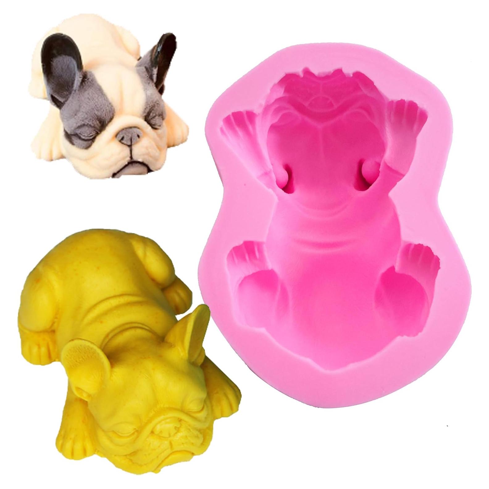 Molde de Silicona 3D Bulldog Francés Fewo para Chocolates y Jabones
