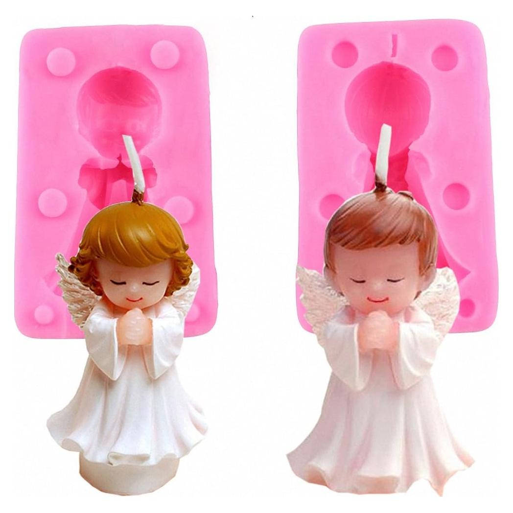 Juego de Moldes de Silicona MoldFun Ángel 3D Rosa - 2 Piezas