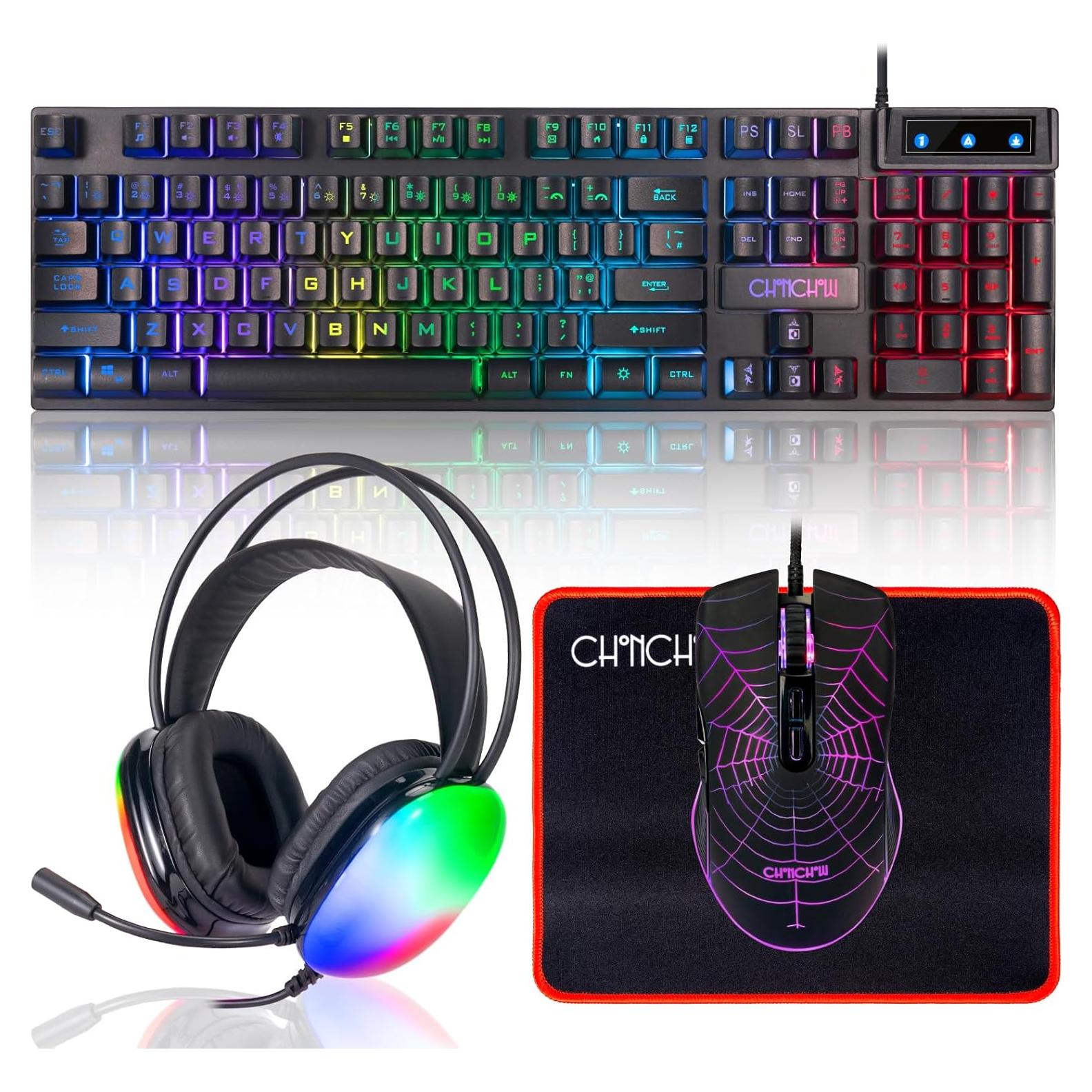 Combo Teclado Gaming CHONCHOW RGB + Ratón + Auriculares