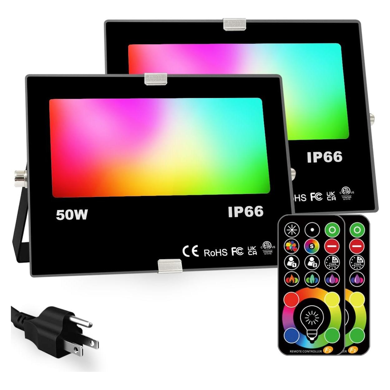 Luz de Inundación LED 50W RGBW HEKEE 5000 Lúmenes IP66