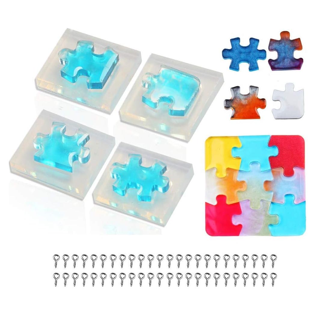 Moldes de Silicona para Joyería Fewo - 4 Piezas Rompecabezas