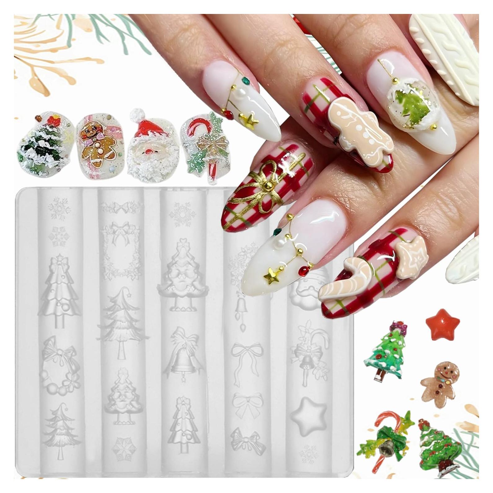 Molde de Uñas de Navidad Silicona PBPCGBW Copo de Nieve 3D